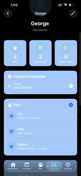 PawSitter client profiles